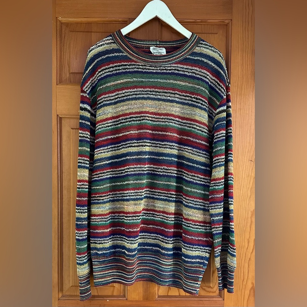 Vintage Missoni Men’s Colorful Striped Cotton Knit Sweater